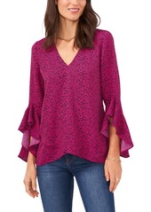 Vince Camuto Print Ruffle Sleeve Popover Blouse