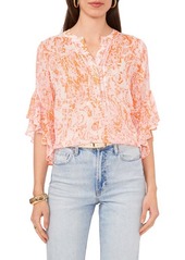 Vince Camuto Print Ruffle Sleeve Top