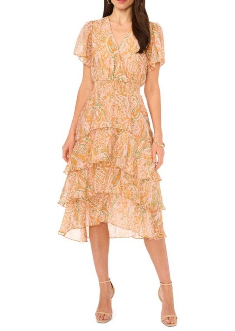 Vince Camuto Print Tiered Ruffle Dress