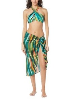 Vince Camuto Printed Cross Front Bikini Top Bottom Tie Front Cover Up Skirt