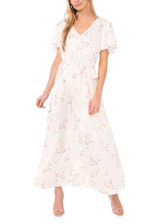 Vince Camuto Printed Flutter Sleeve Maxi Dress