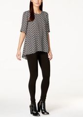 Vince Camuto Printed Pleated Back Blouse Ponte Knit Leggings