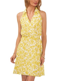 Vince Camuto Printed Sleeveless Faux Wrap Dress