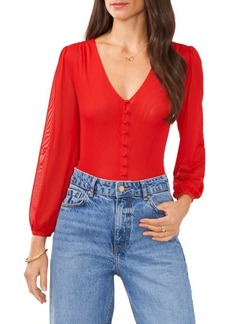 Vince Camuto Puff Shoulder Front Button Top