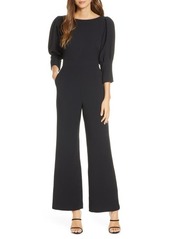 Vince Camuto Puff Sleeve Crepe Jumpsuit in Black at Nordstrom