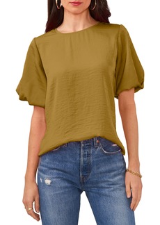 Vince Camuto Puff Sleeve Hammered Satin Blouse in Olive at Nordstrom Rack