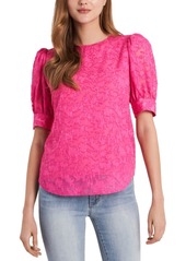 Vince Camuto Puff-Sleeve Jacquard Top
