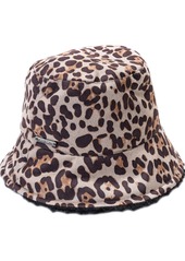 Vince Camuto Reversible Faux Suede and Leopard Printed Bucket Hat - Natural
