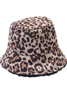 Vince Camuto Reversible Faux Suede and Leopard Printed Bucket Hat - Gray