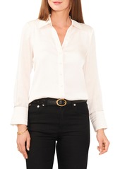Vince Camuto Rhinestone Cuff Satin Button-Up Blouse in New Ivory at Nordstrom Rack