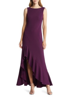 Vince Camuto Ruffe Front Sleeveless Gown in Plum at Nordstrom