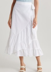 Vince Camuto Ruffle Detail Cotton Wrap Midi Skirt