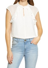 Vince Camuto Ruffle Detail Mock Neck Sleeveless Blouse in New Ivory at Nordstrom
