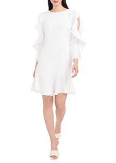 Vince Camuto Ruffle Long Sleeve Sheath Dress in White at Nordstrom