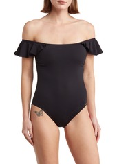 Vince Camuto Ruffle One-Piece Swimsuit in Black at Nordstrom Rack