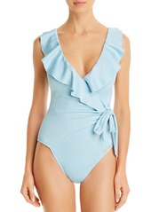 VINCE CAMUTO Ruffled Faux-Wrap One Piece Swimsuit