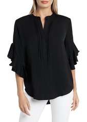 VINCE CAMUTO Ruffled Henley Blouse
