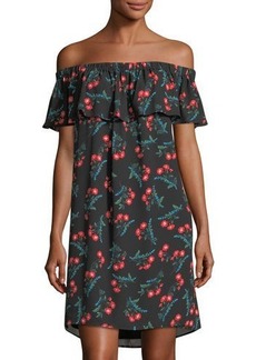 Vince Camuto Ruffled Off-the-Shoulder Floral-Print Dress