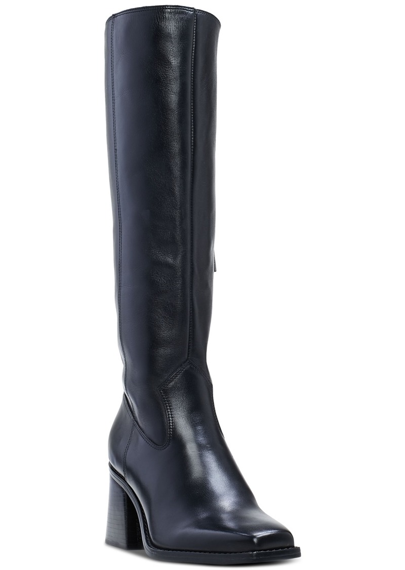 Vince Camuto Sangeti Snip-Toe Block-Heel Tall Boots - Black Leather