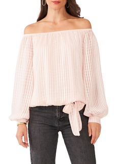 Vince Camuto Satin Stripe Off the Shoulder Top in Apricot Illusion at Nordstrom Rack