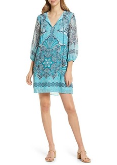 Vince Camuto Scarf Print Chiffon Shift Dress in Turquoise at Nordstrom