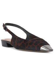 Vince Camuto Sellyn Slingback Capped-Toe Flats - Deep Natural Leopard