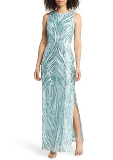Vince Camuto Sequin Halter Neck Gown