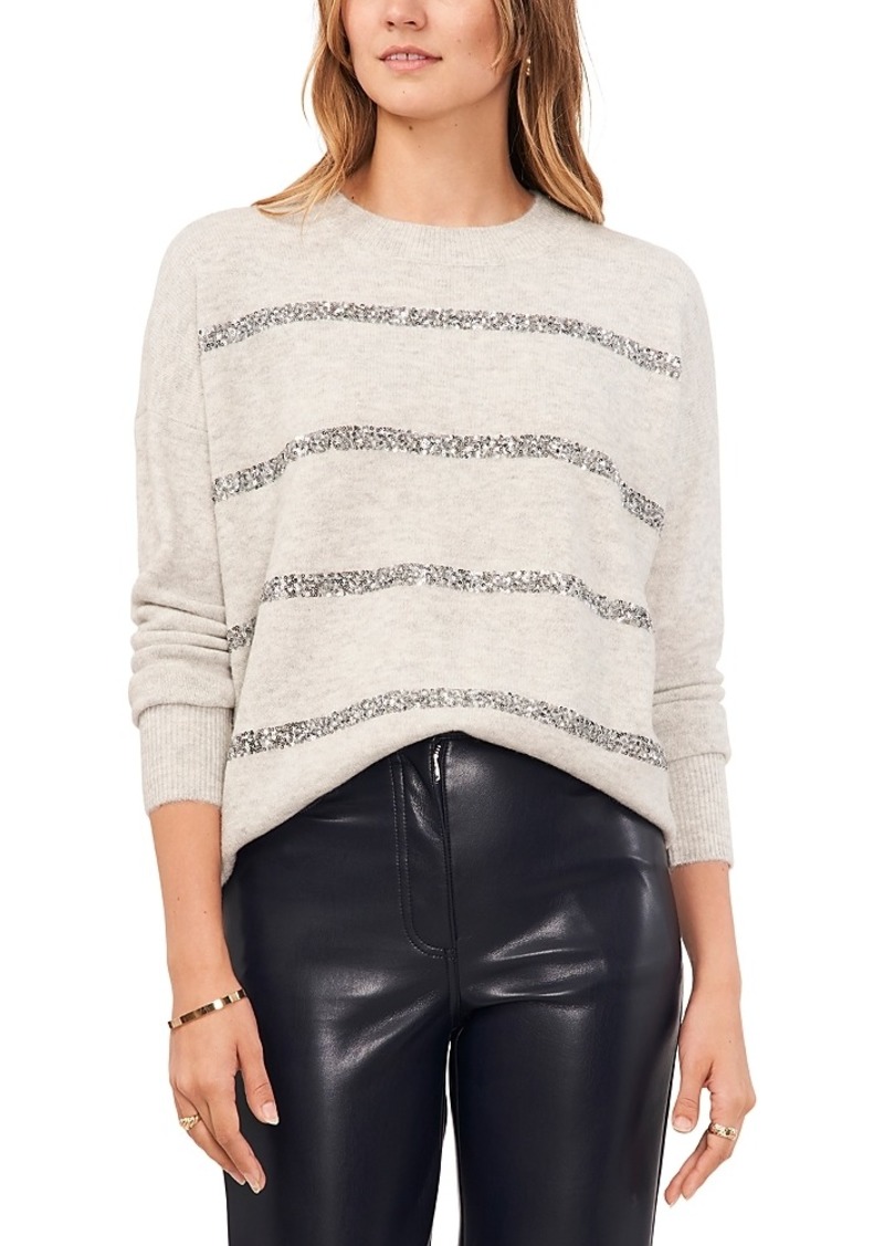 Vince Camuto Sequin Stripe Rib Knit Sweater