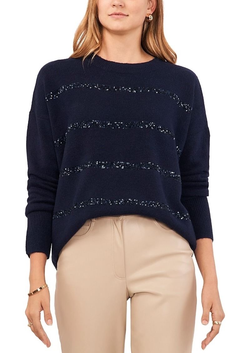 Vince Camuto Sequin Stripe Rib Knit Sweater