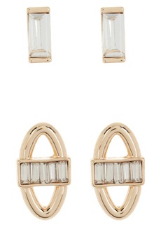 Vince Camuto Set of 2 Baguette Crystal Stud Earrings in Goldtoned at Nordstrom Rack