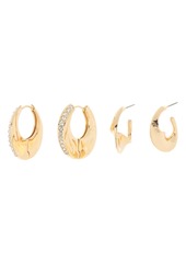 Vince Camuto Set of 2 Hoop Earrings in Gold/Green at Nordstrom Rack