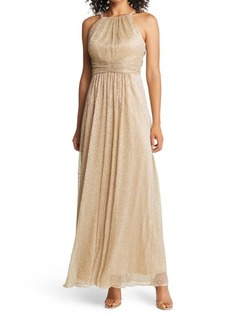 Vince Camuto Shirred Halter Gown