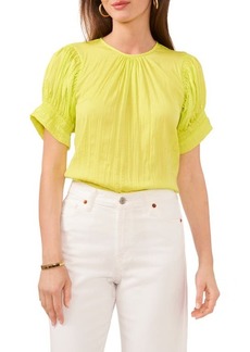 Vince Camuto Shirred Neck Rumpled Satin Blouse