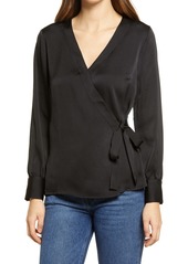 Vince Camuto Side Tie Wrap Front Long Sleeve Blouse