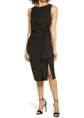Vince Camuto Sleevelees Side Ruffle Midi Dress in Black at Nordstrom
