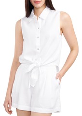 VINCE CAMUTO Sleeveless Button Front Tie Waist Top 