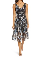 Vince Camuto Sleeveless Embroidered Mesh Dress