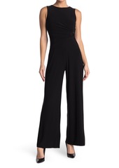Vince Camuto Sleeveless Ruched Waist Jumpsuit in Black at Nordstrom