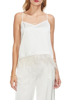 Vince Camuto Soft Satin Feather Detail Chiffon Camisole