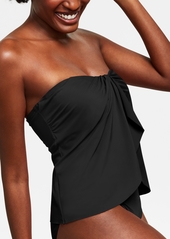 Vince Camuto Strapless Draped Tankini Top - Black