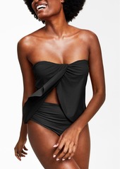 Vince Camuto Strapless Draped Tankini Top - Black