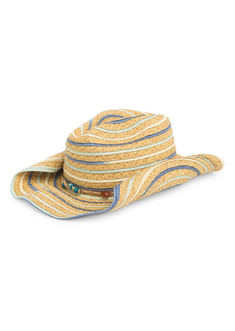 Vince Camuto Straw Cowboy Hat in Blue Multi at Nordstrom Rack