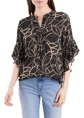 Vince Camuto Swirl Print Top in Rich Black at Nordstrom