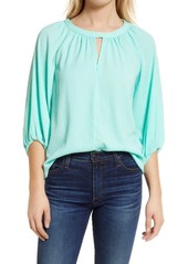 Vince Camuto Three-Quarter-Sleeve Blouse in Cool Waters at Nordstrom