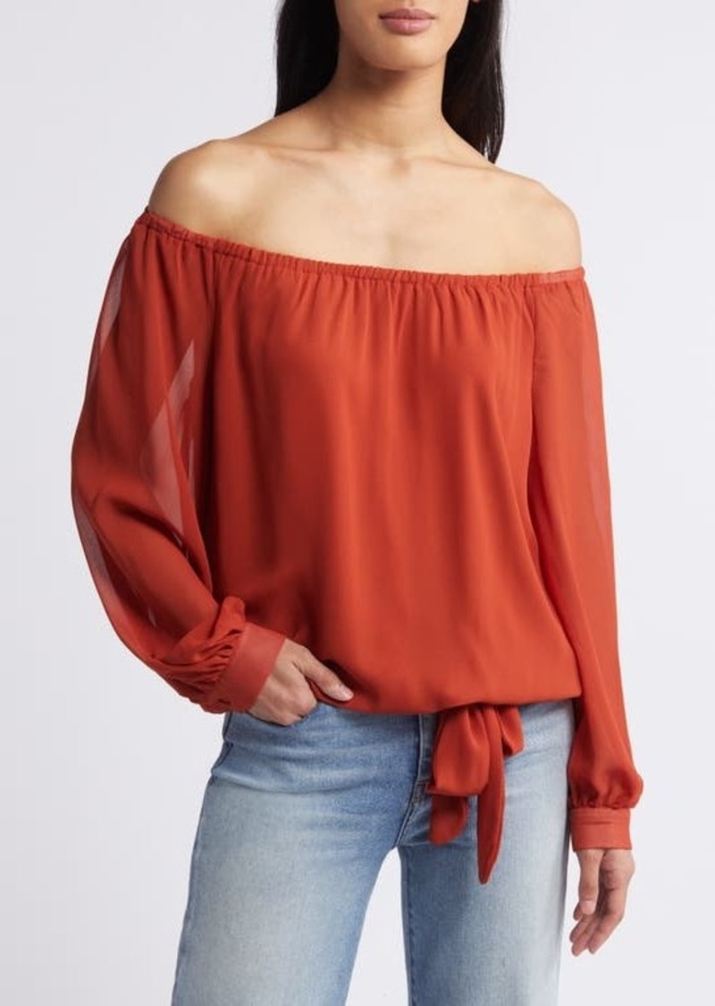 Vince Camuto Tie Detail Off the Shoulder Chiffon Top