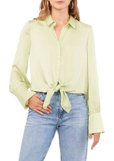 Vince Camuto Tie Front Long Sleeve Charmeuse Shirt