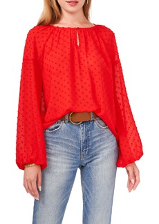 Vince Camuto Tie Neck Long Sleeve Blouse in Fireball at Nordstrom