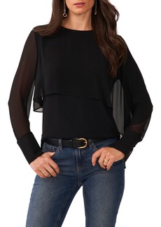 Vince Camuto Tiered Drape Long Sleeve Blouse in Rich Black at Nordstrom Rack