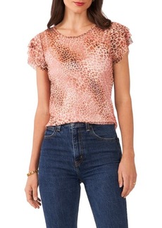 Vince Camuto Tiered Ruffle Foil Mesh Top