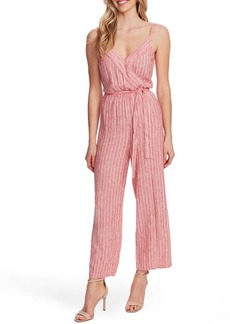 Vince Camuto Tranquil Stripe Linen Blend Jumpsuit in Bright Ladybug at Nordstrom